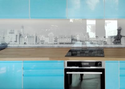 Panel szklany, ściana szklana - kuchnia